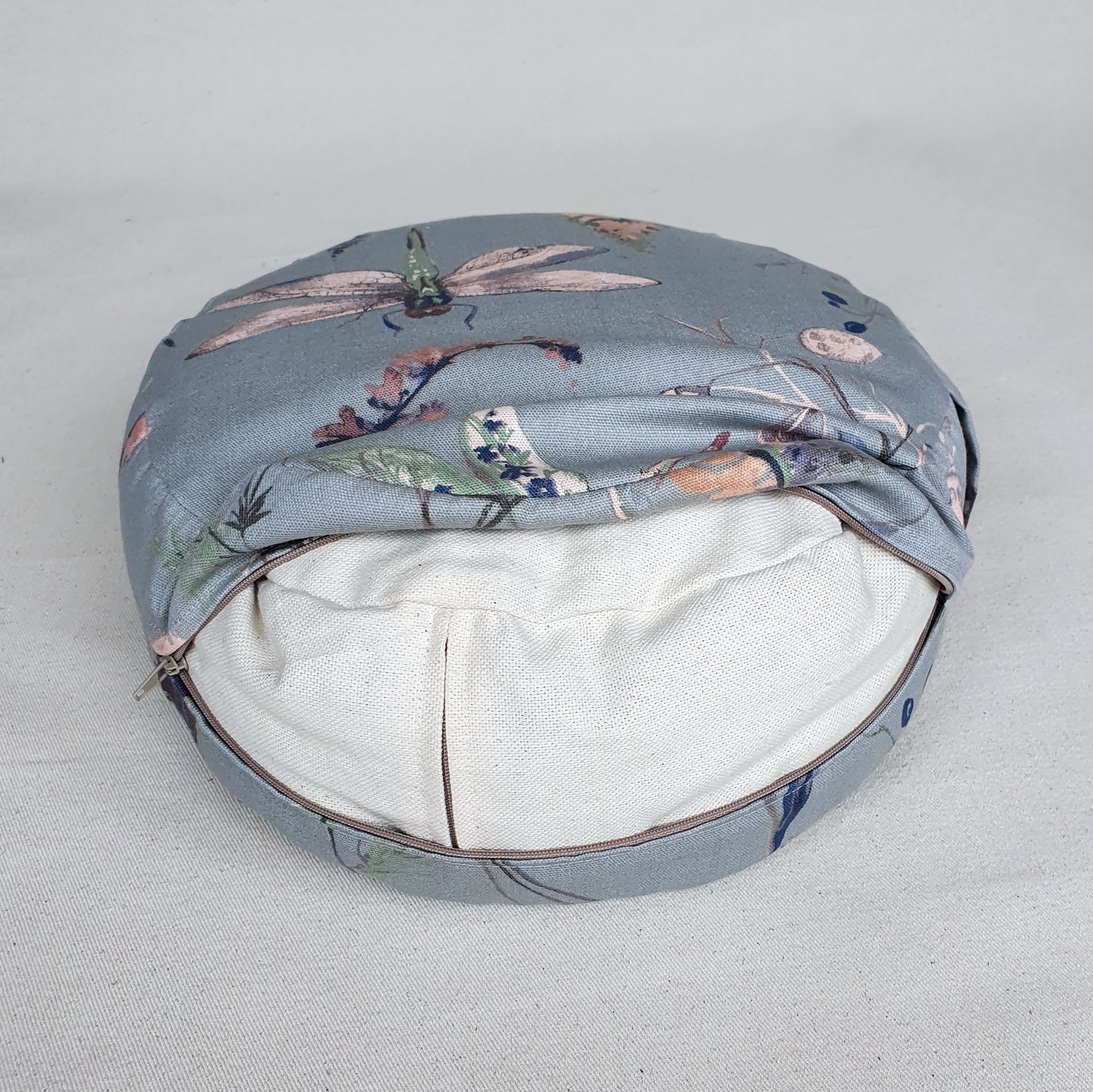 Organic Buckwheat Cushion (with removable cover) - Grey Dragonfly