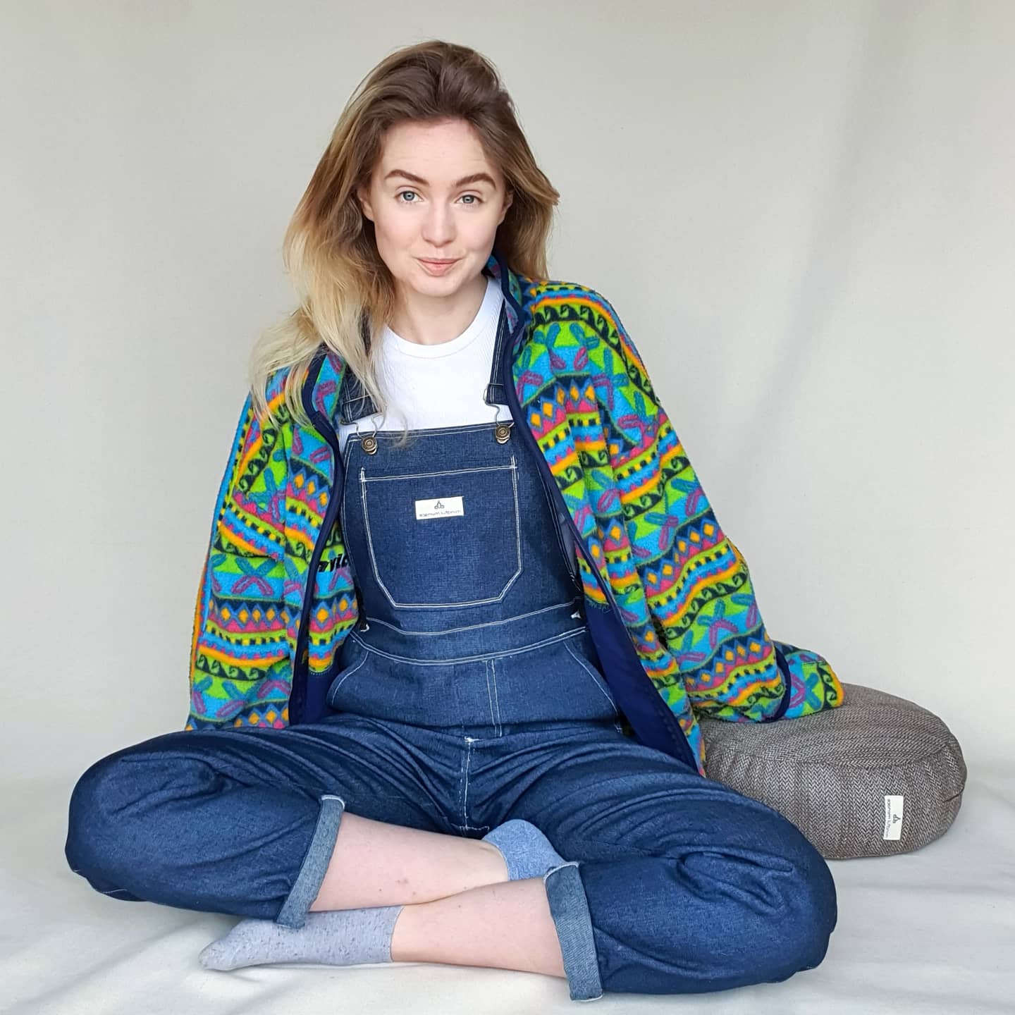 Handmade Dungarees and Vibrant Vintage Fleece Outfit